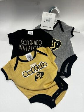 Colorado Buffalos Baby Bodysuit Trio  Black Gold Gray super soft 0-3 months new